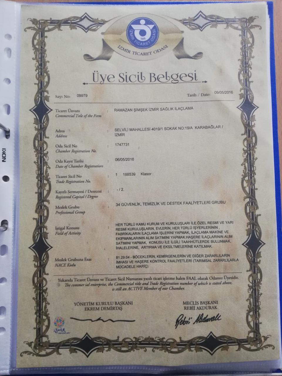 Üye Sicil Belgesi